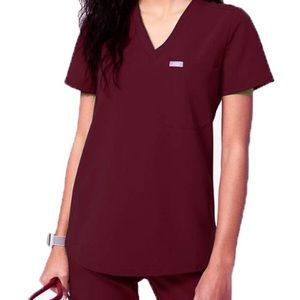 Figs women's one-pocket scrub top - S / Burgundy